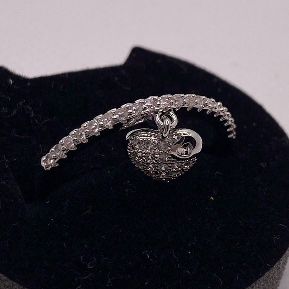 Pave Heart Dangle Ring - Picture 2 of 2